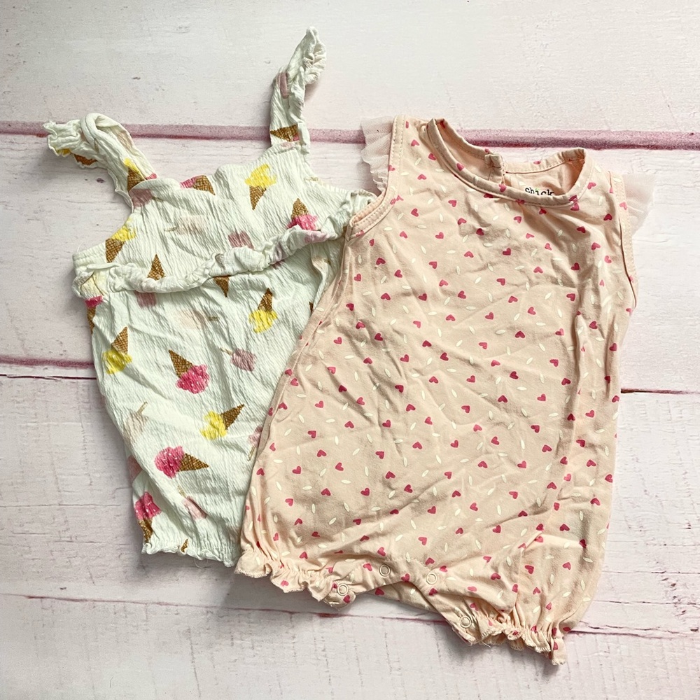 Baby Girl Rompers - Ice Cream and Hearts
